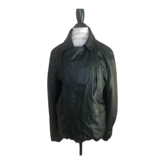 Women’s Black Motorcycle Jacket Size M Faux Leather - Picture 5 of 8